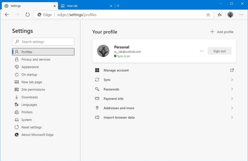 Microsoft Edge Chromium settings