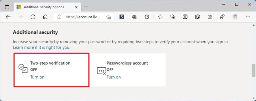 Enable two-step verification