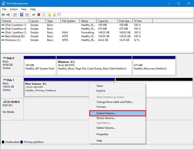 Extend volume option