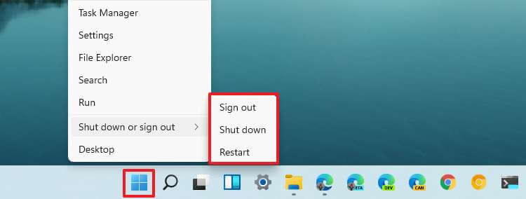 Start button power options