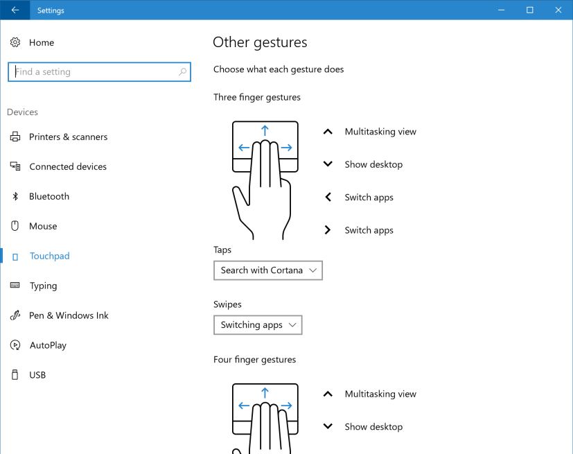 Windows 10 build 14946 Touchpad settings