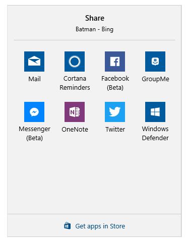 Windows Share experience
