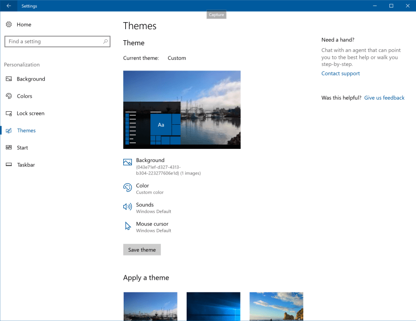 Themes settings